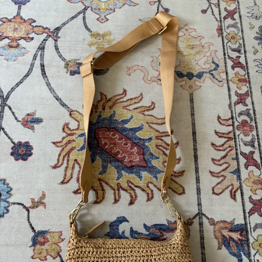 MANGO Woven Raffia Mini Crossbody Shoulder Bag Summer Trendy - Picture 2 of 11